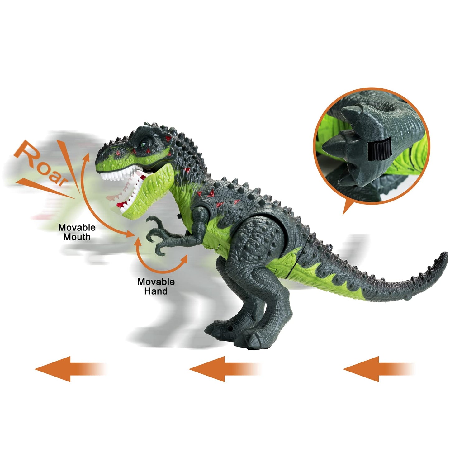 AHCo Trex Dinosaur Toy for Kids 3-7 – Small Electric Walking T-Rex with Light, Sound & Spray, Toddler Boys Gift