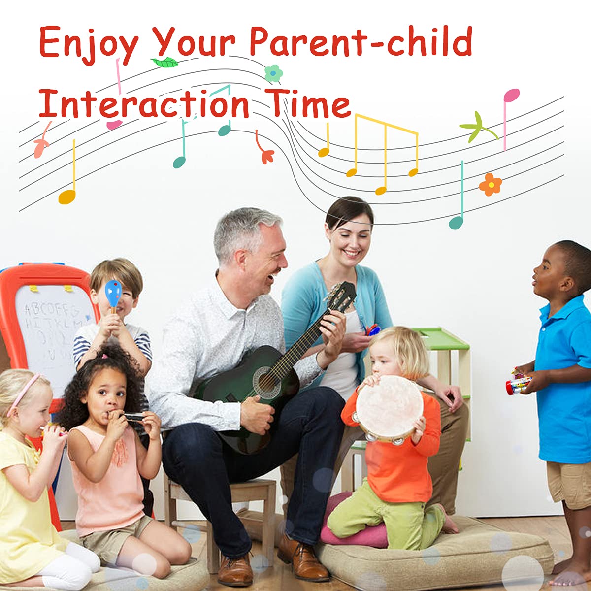 LOOIKOOS Wooden Toddler Musical Instruments Set – Preschool Educational Percussion Toys for Kids, Boys & Girls with Storage Bag