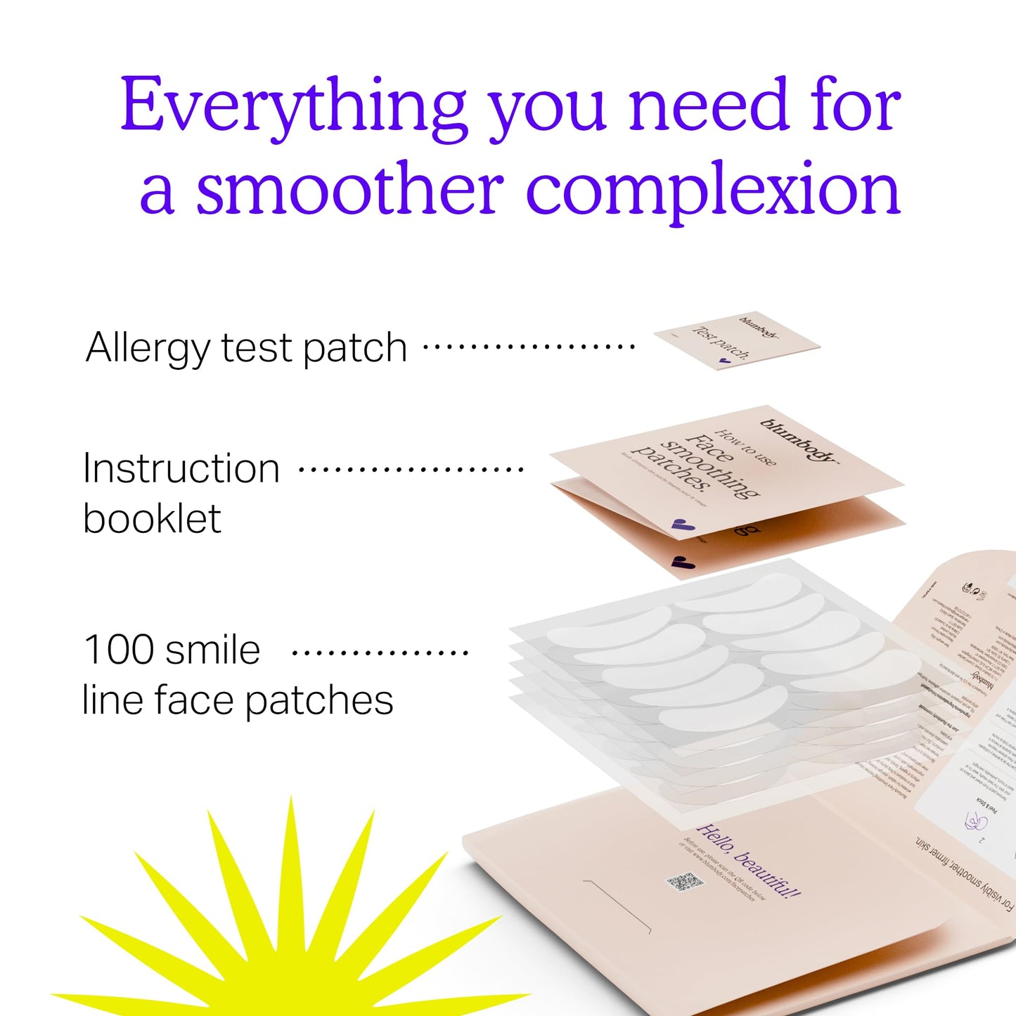 BLUMBODY Smile Line Patches – Anti-Wrinkle Facial Tape for Mouth & Eye Lines, Non-Silicone, Comfortable Overnight Use, 90-Day Supply