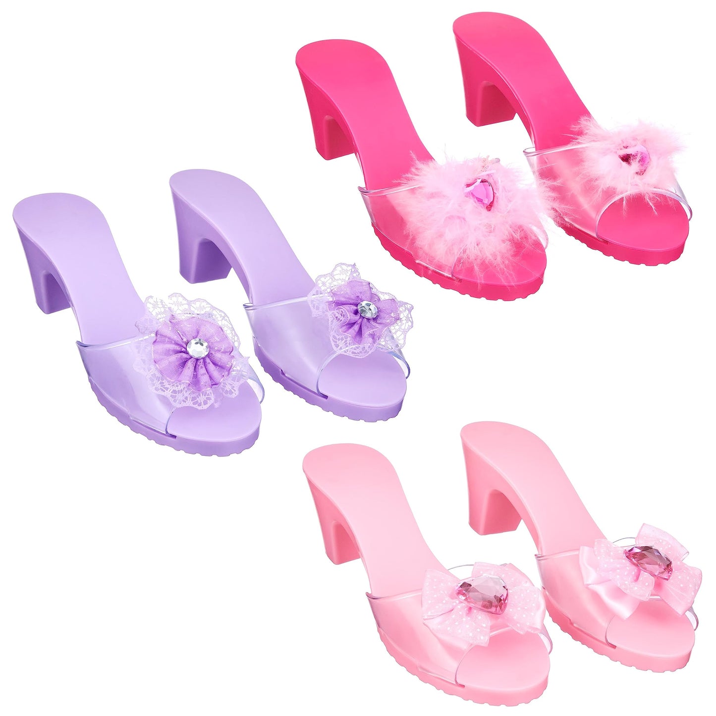 3-Pack Princess Dress Up Shoes for Kids – Pastel Slip-On Heels, Pretend Play Footwear, Toddler Sizes 7-10