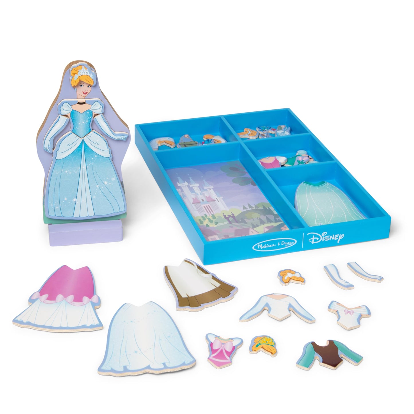 Melissa & Doug Disney Princess Cinderella Magnetic Dress-Up Wooden Doll Pretend Play Set (30+ pcs)