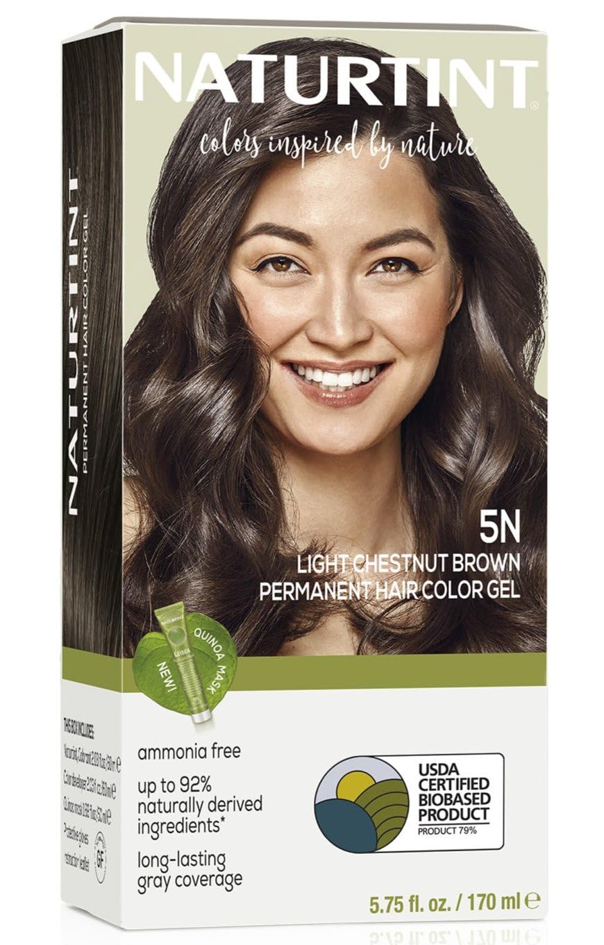 Naturtint 5N Light Chestnut Brown Permanent Hair Color | Ammonia-Free, Vegan & Cruelty-Free Dye | 100% Gray Coverage, Long-Lasting (1 Pack)