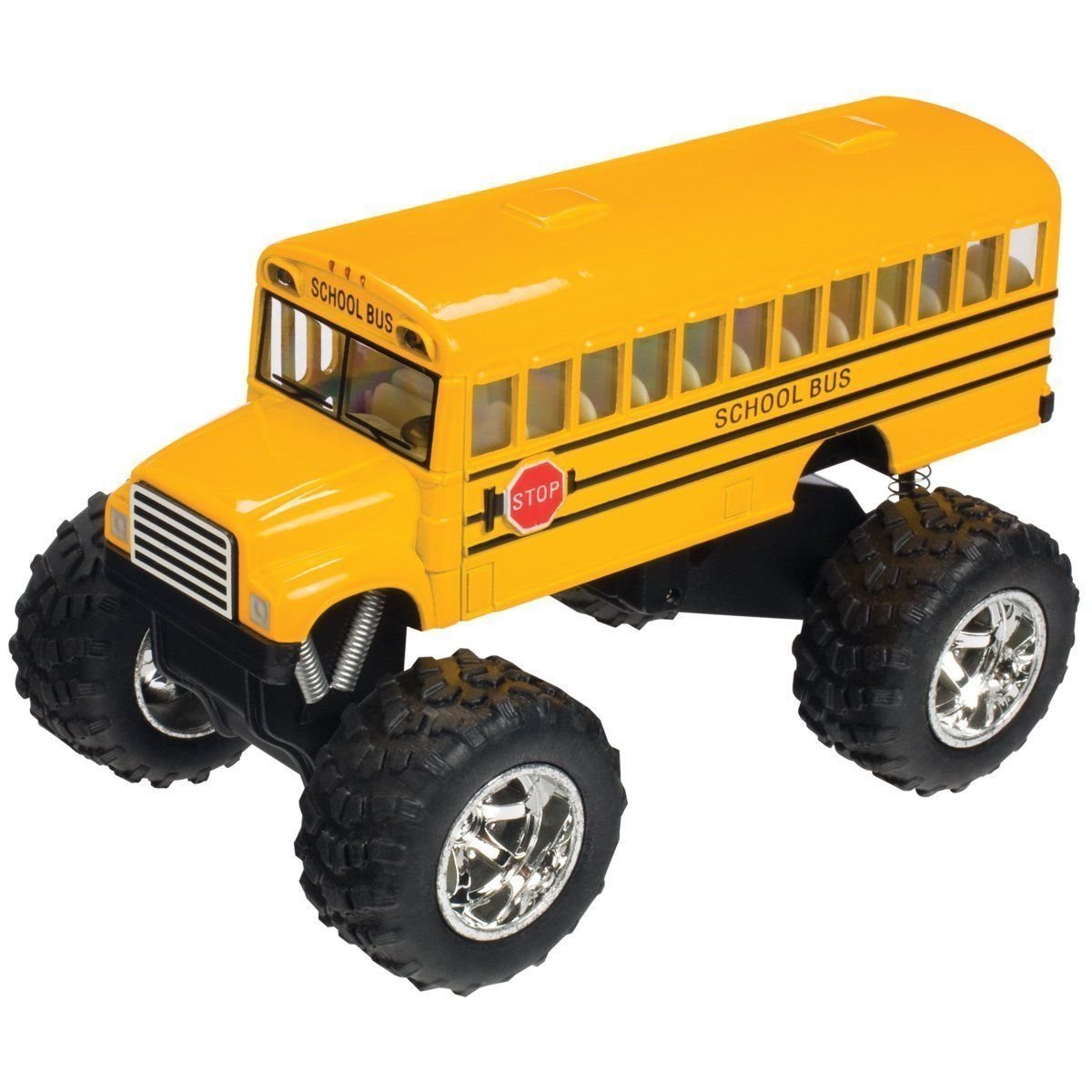 KinsFun 5" Monster School Bus Die Cast Metal Model, Pullback Action Toy Monster Truck