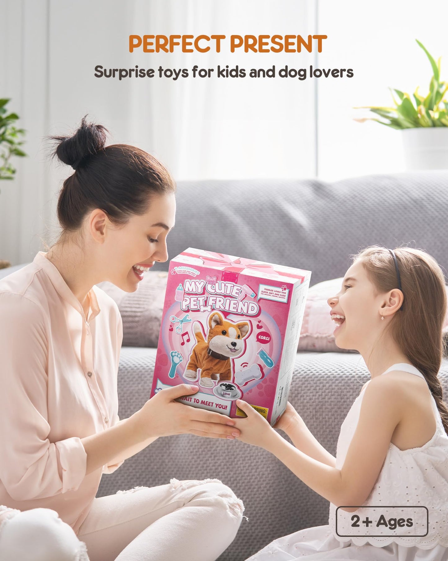 Airbition Interactive Plush Puppy Dog Toy with Remote, Walking Barking Tail Wagging Stuffed Animal + 11 Accessories for Kids Ages 2–4