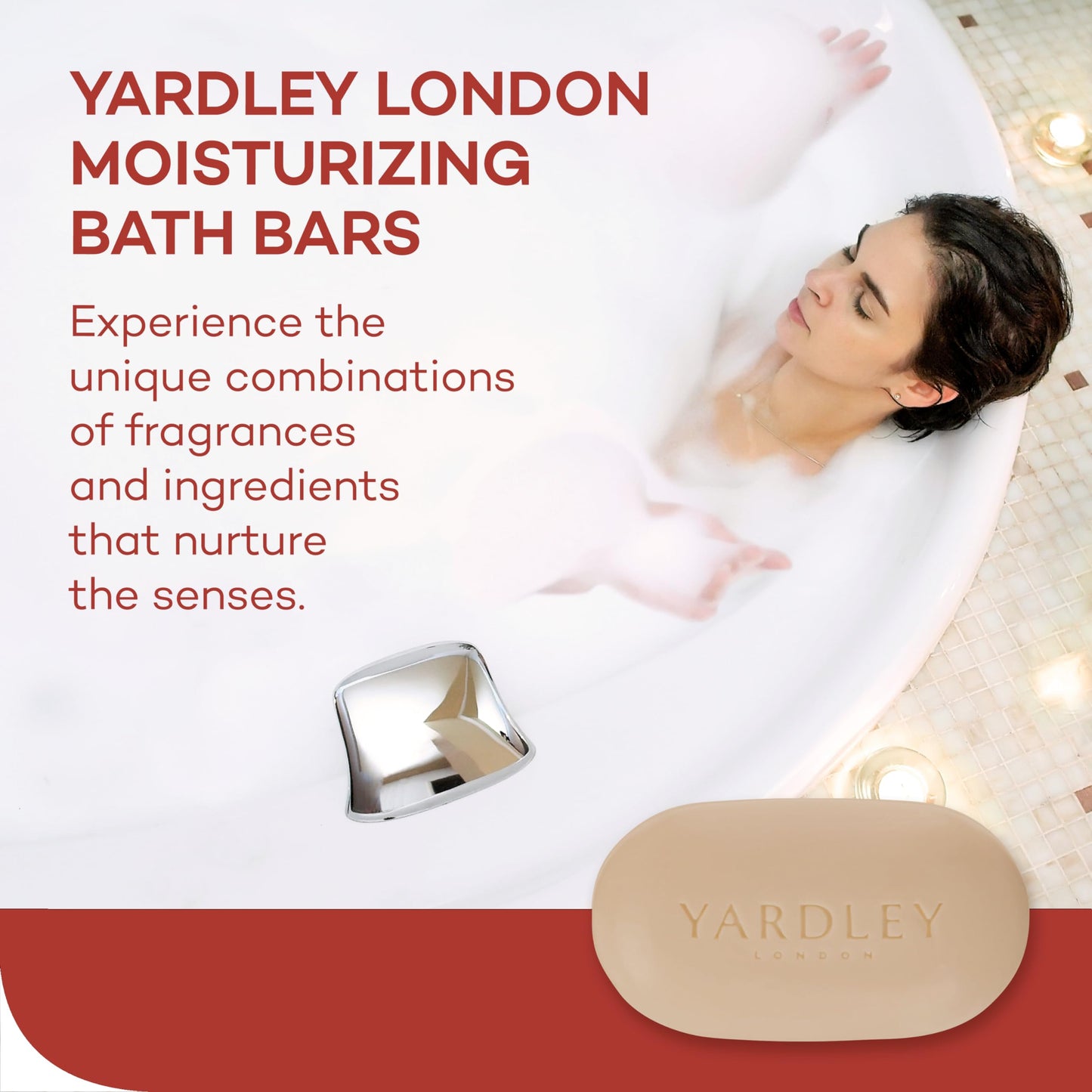 Yardley London Cocoa Butter Bath Soap Bar 4 oz – Nourishing Bar with Shea Butter & Vitamin E, Softens Dry Skin, Single Soap Bar