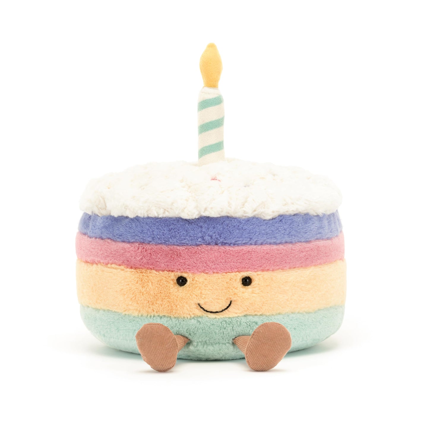 Jellycat Amuseables Rainbow Birthday Cake Stuffed Toy, Medium 6 inches - Dessert Plush - Birthday Gift