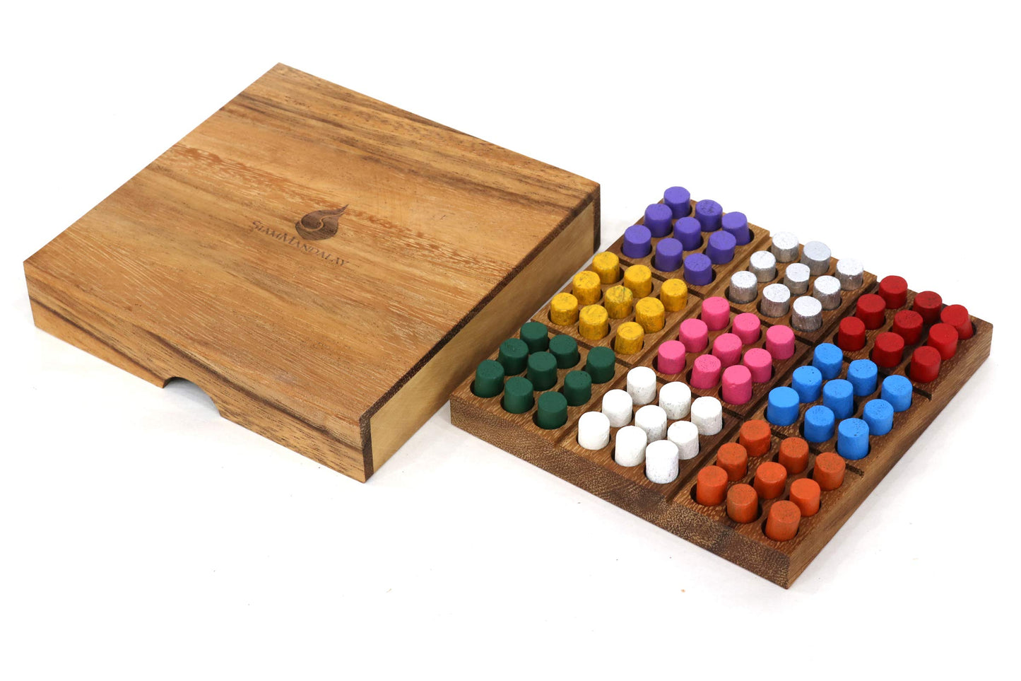Wood Colored Sudoku Board (Travel Set): STEM Traditional Family Game Math Brain Teaser Toys Educational Rainbow Sudoku Game Set