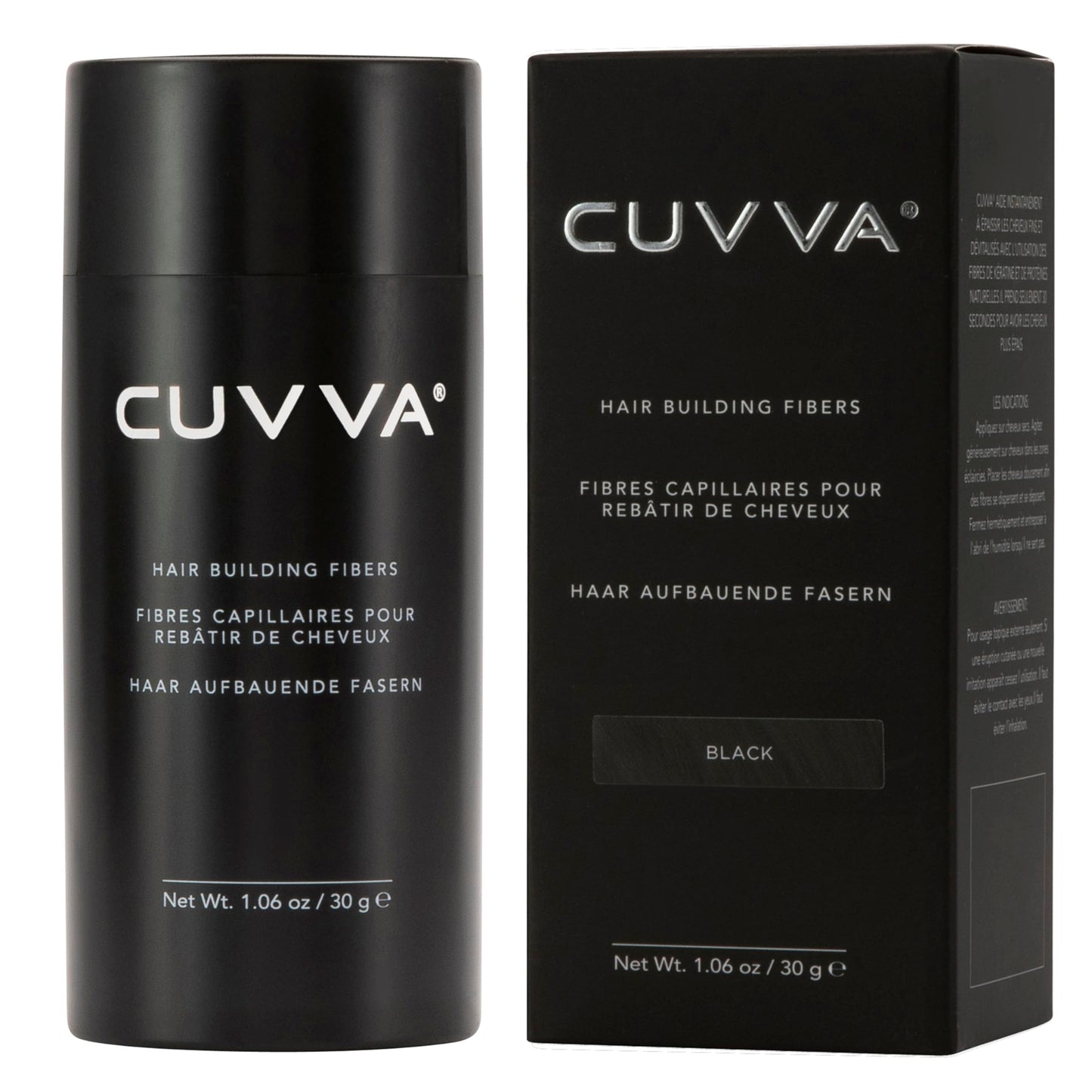 CUVVA Hair Building Fibers Black 30g – Instantly Conceals Thinning Hair for a Fuller, Thicker Look – 13 Shades for Men & Women