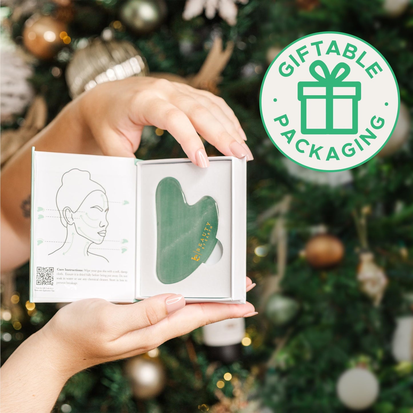 Beauty by Earth Jade Gua Sha – Face Sculpting & Massage Tool, Smooths Wrinkles, Jaw Massager, Ideal Gift for Women & Teens