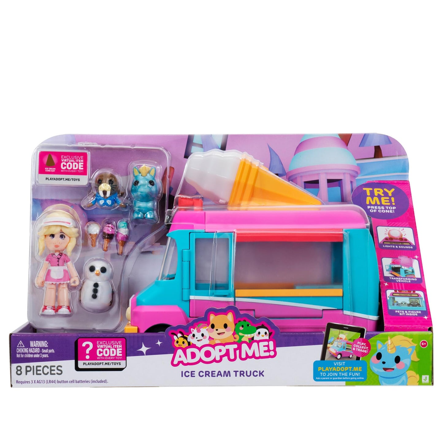 Adopt Me! Ice Cream Truck - Transforming Vehicle with Lights and Sounds - Top Online Game - Exclusive Virtual Item Code Included - Ages 6+