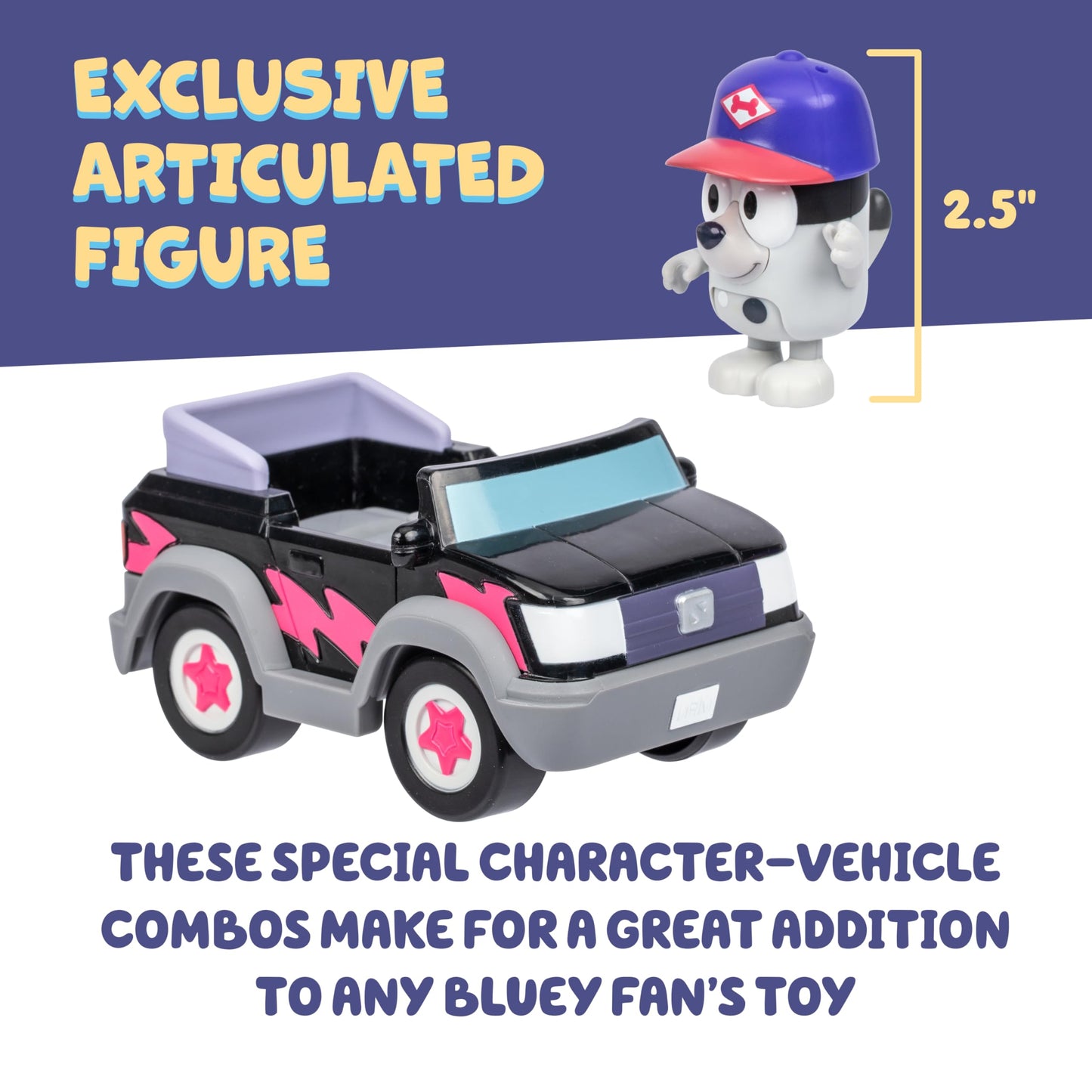 Bluey Basic Pizza Girls and Muffin Toy Vehicle, Interactive, Robust Toddler Toy Car with Muffin Figurine, Toddler Cars for Ages 3+