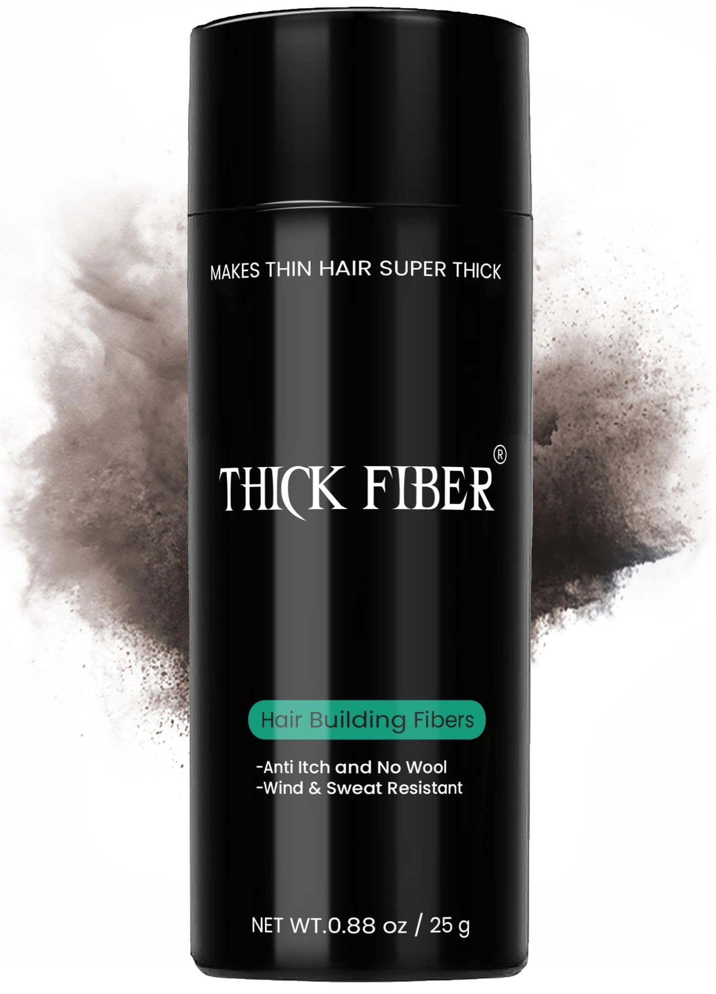 THICK FIBER Hair Fibers for Thinning Hair & Bald spots (DARK BROWN) - 25g Bottle - Conceals Hair Loss in Seconds - Hair Powder for Women & Men