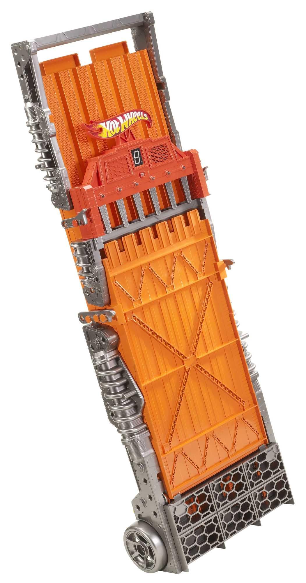 Hot Wheels Super 6-Lane Raceway Track Set with Lights & Sounds, 6 Die-Cast 1:64 Cars, 8-Foot Track Rolls Up for Storage (Amazon Exclusive)