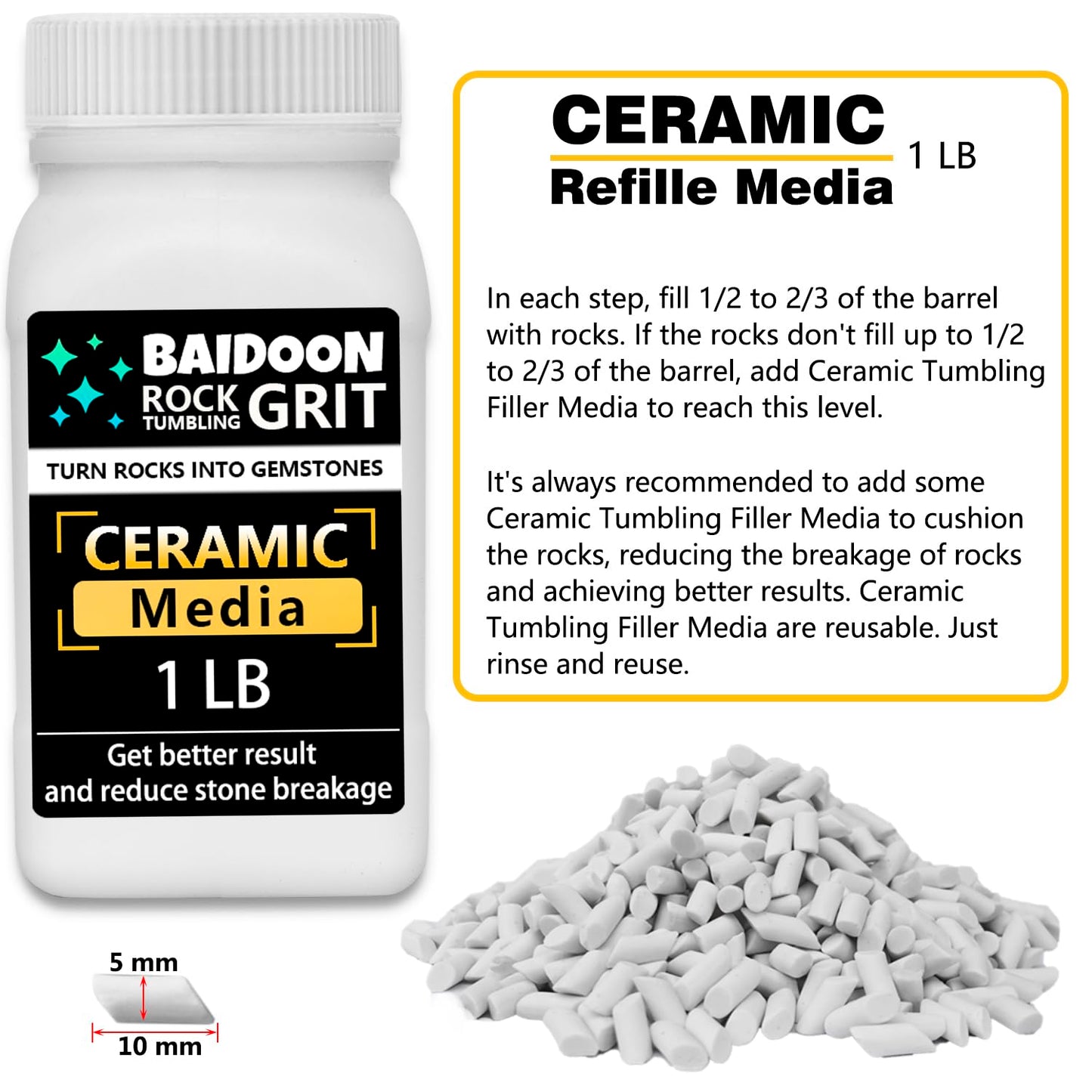 6-in-1 Rock Tumbler Kit – 4-Step Grit, Ceramic Refill, 9 Rocks, Polish & Accessories for Complete Rock Tumbling Fun