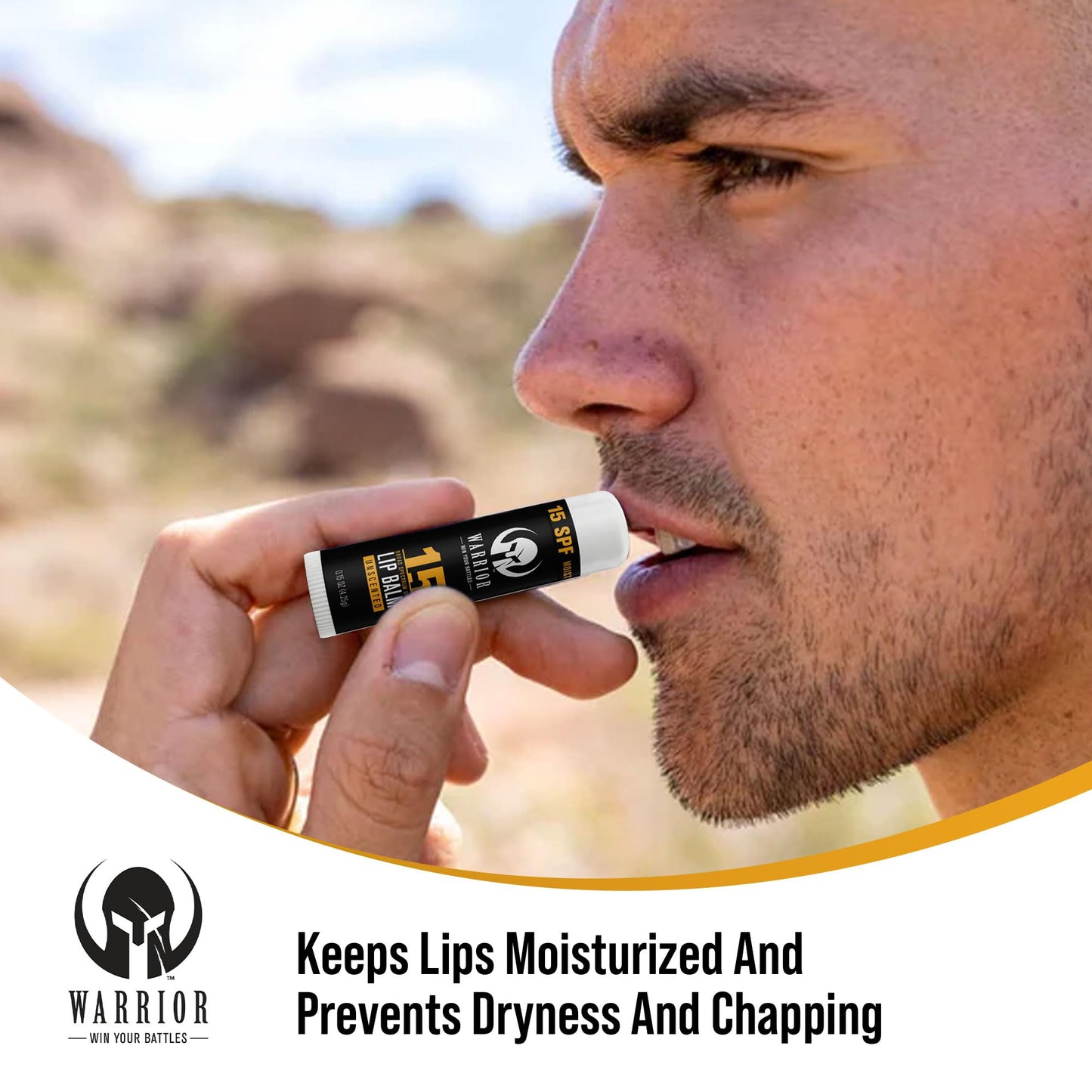 Warrior SPF 15 Unscented Lip Balm โ Purified Beeswax Chapstick, UV & Weather Protection, Military-Grade Lip Sunscreen 0.15 oz