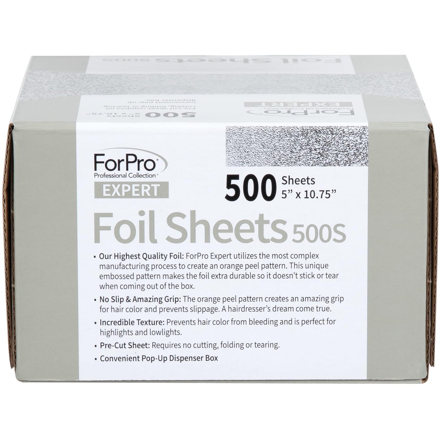 ForPro Expert Embossed Foil Sheets 500S – Pop-Up Aluminum Foil for Hair Coloring & Highlights, Food Safe, 5"x10.75", 500 Count