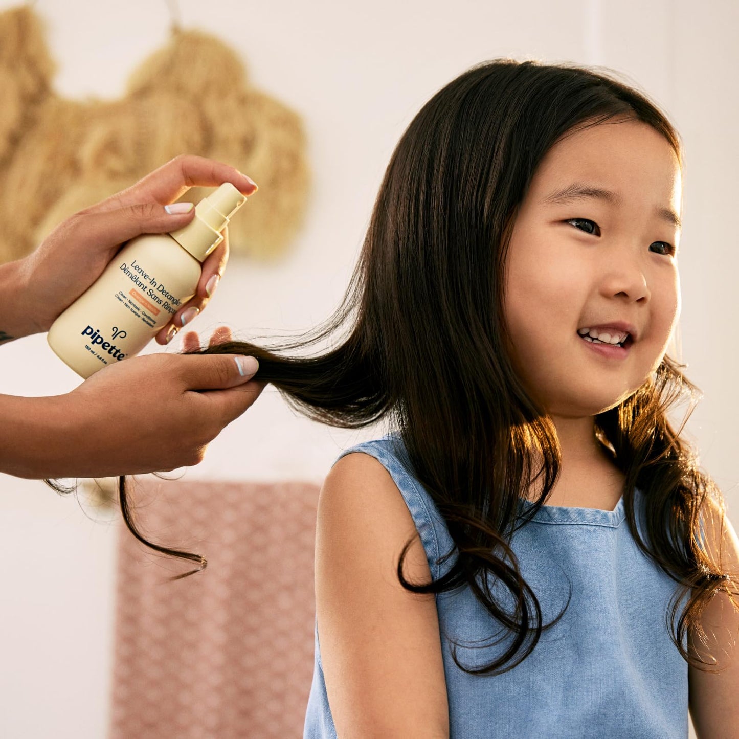 Pipette Leave-In Hair Detangler Spray for Kids – Silicone-Free, Plant-Derived Squalane, Nourishing & Softening, Orange + Vanilla Scent, 4.4 fl oz