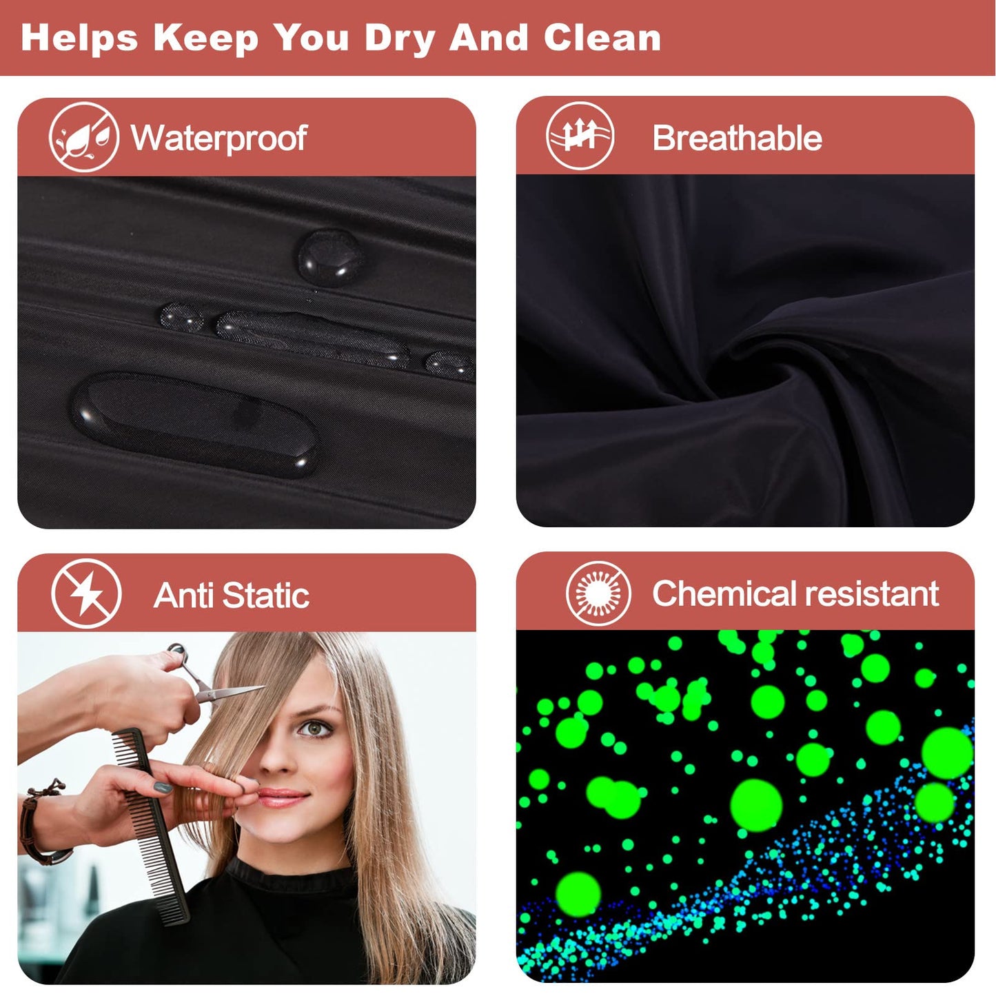 Short Barber Cape, Waterproof Nylon Salon Hair Cutting Cape, Makeup Artist Cape for Hair Dye, Comb-out, Styling, Shampoo (1, Black)