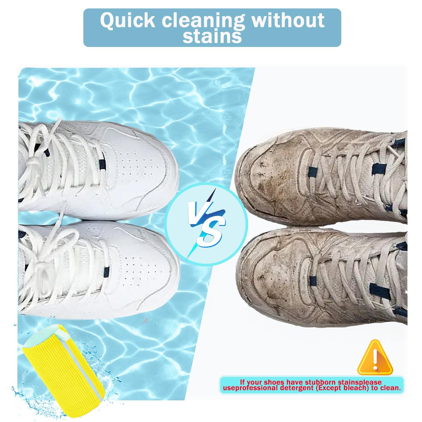 Mowtential 2-Pack Shoe Washing Machine Bag Kit – Reusable with 2 Drying Racks & 12 Cleaning Balls, Quick Sneaker & Tennis Cleaner, Yellow