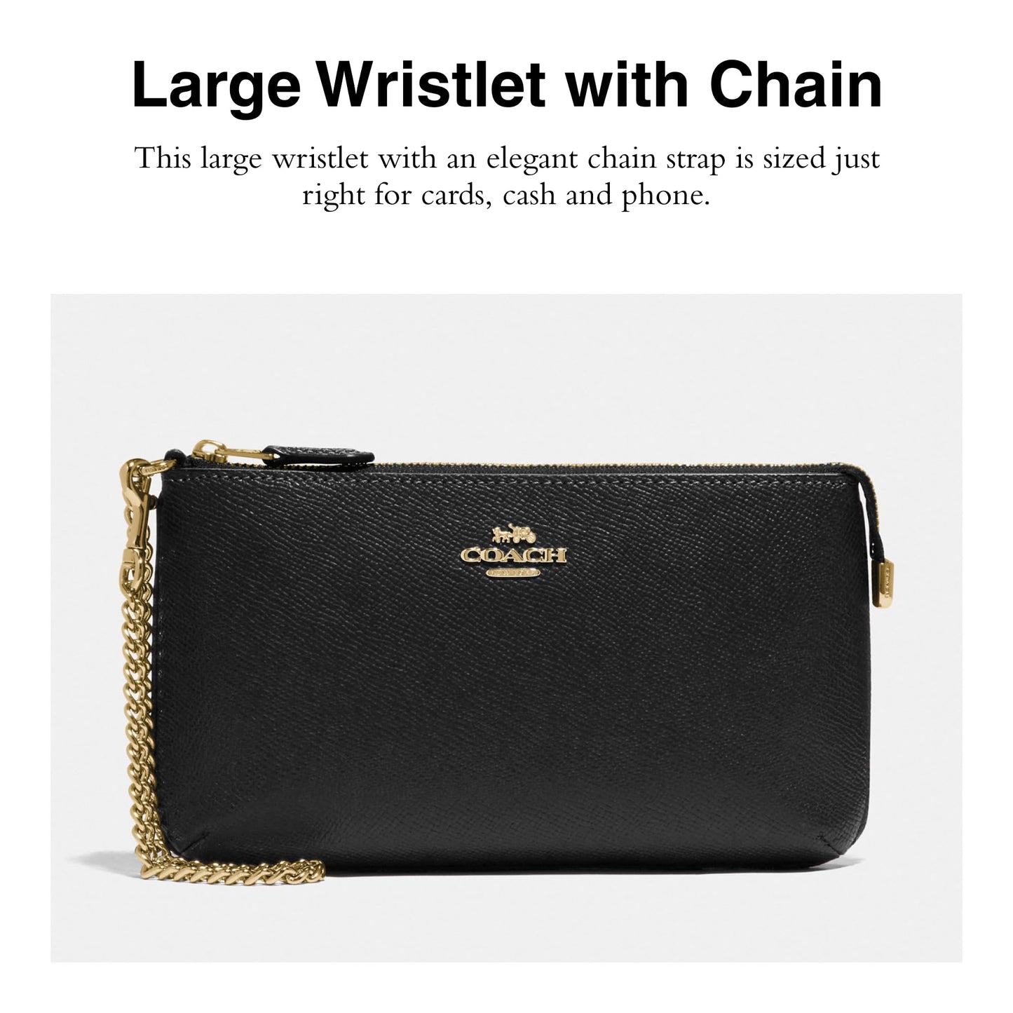 Coach Crossgrain Leather Wristlet w Chain