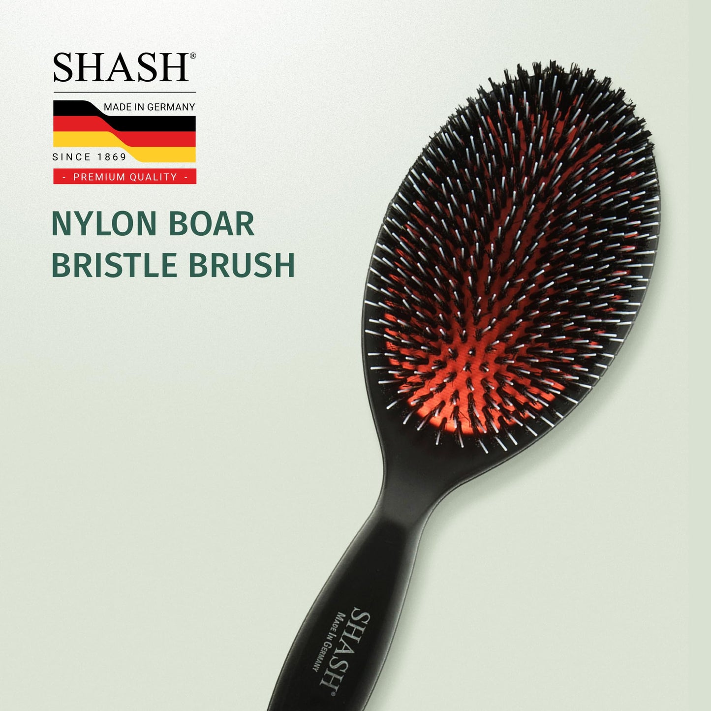 Since 1869 Handcrafted German Hair Brush – Nylon & 100% First Cut Boar Bristles for Normal to Thick Hair – Gently Detangles & Softens, Large
