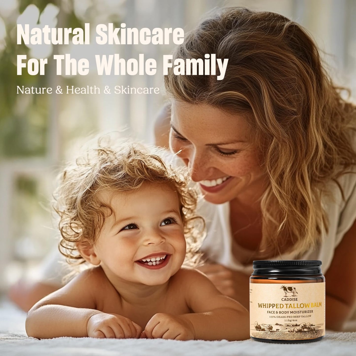 Whipped Grass-Fed Beef Tallow Cream – Handmade Natural Moisturizer with Honey, Shea & Jojoba Oil, Non-Greasy Nourishing Skin Care, 4oz