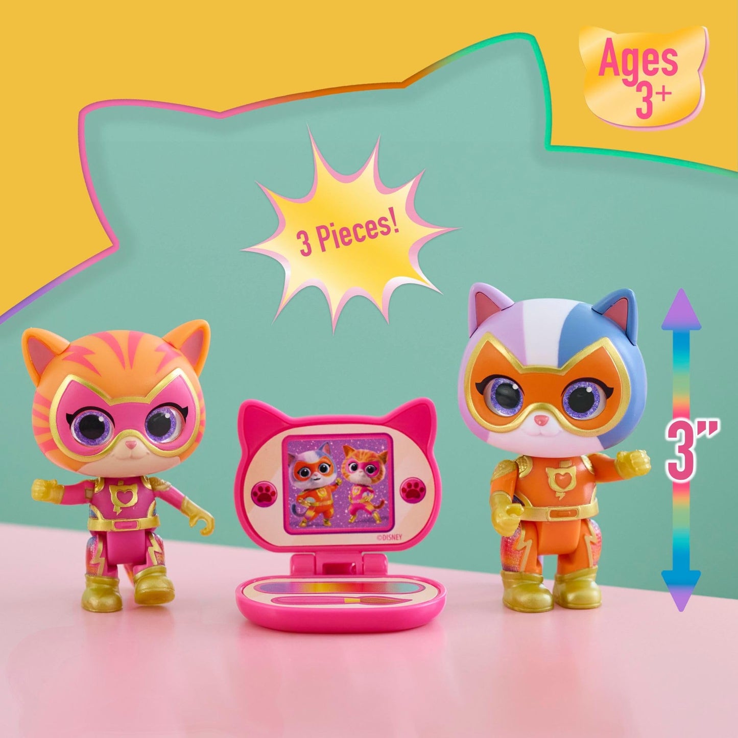 Just Play Disney Junior SuperKitties Su-Purr Charged Ginny and Buddy Figure Set, Kids Toys for Ages 3 Up