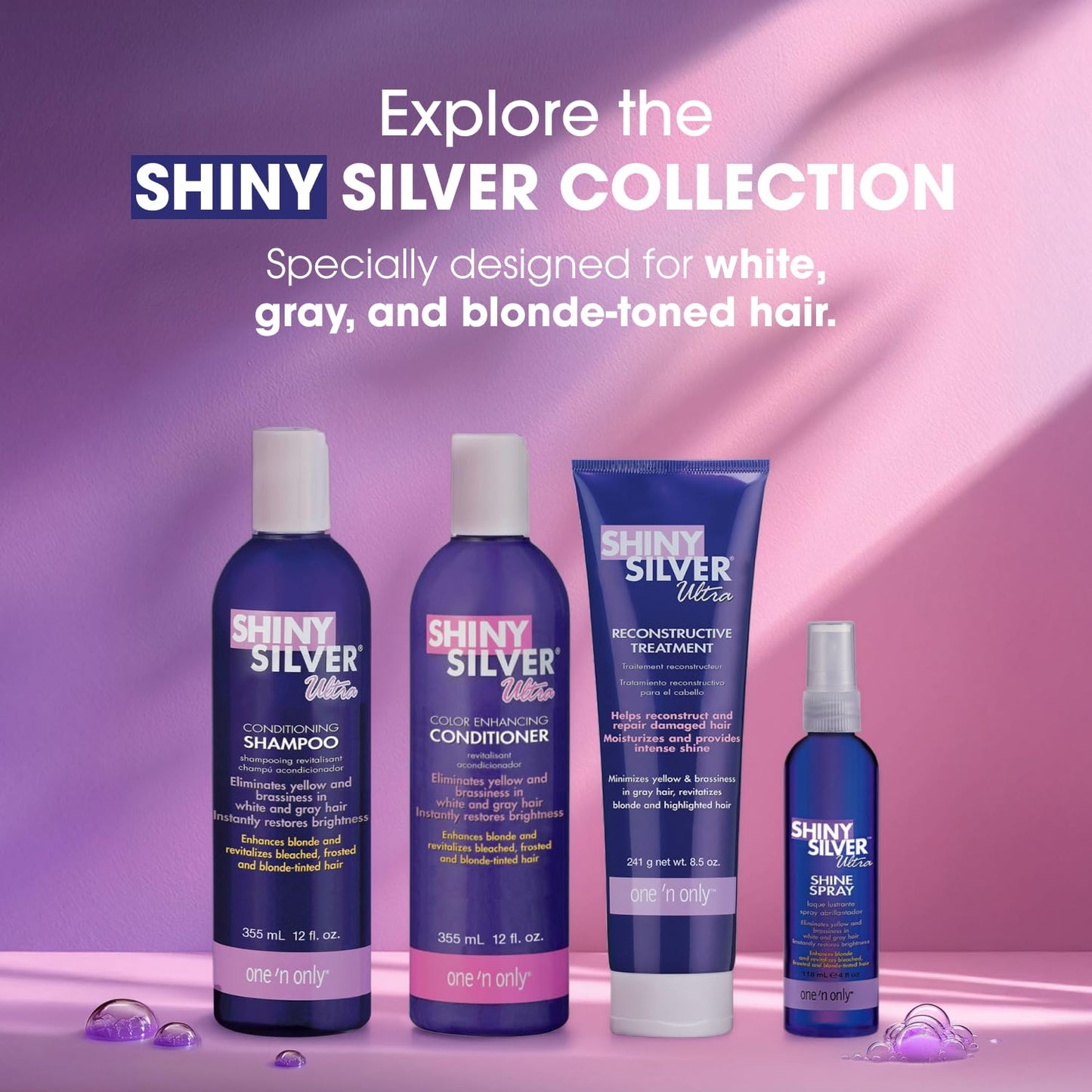 One 'n Only Shiny Silver Self-Heating Perm Kit with Argan Oil – Home Perm for Women, Soft Manageable Curls, Ideal for Gray Hair, 1 Box