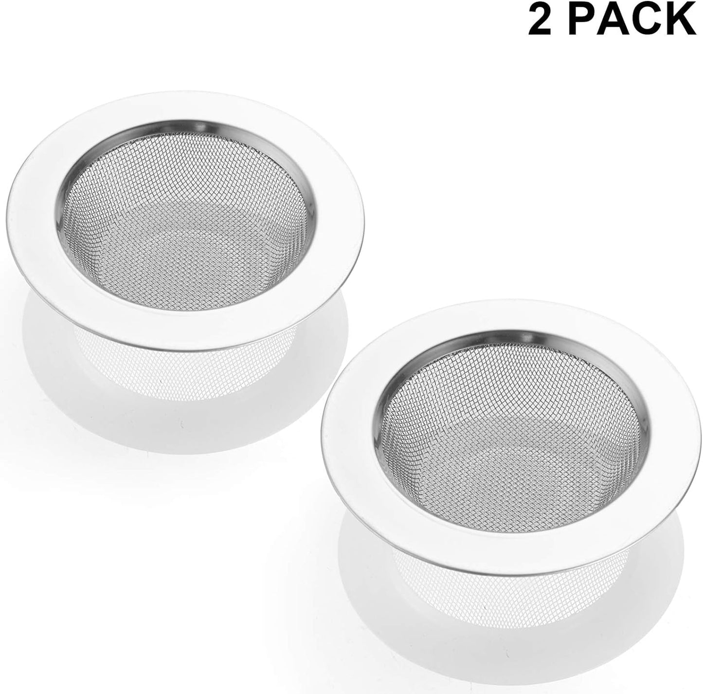 LASSHSWA 2-Pack Stainless Steel Kitchen Sink Strainers – 4.5" Wide Rim Drain Strainers for Kitchen Sinks