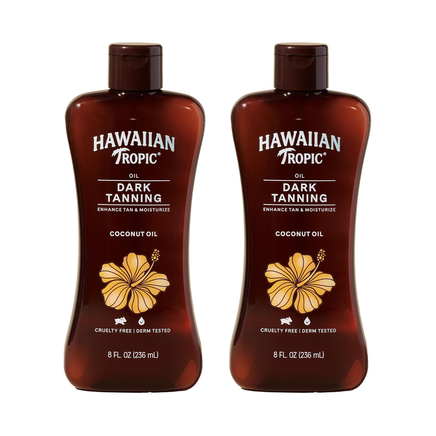 Hawaiian Tropic Dark Tanning Oil, 8oz | Moisturizing Body Oil with Cocoa Butter, Tan Enhancer, 8oz each Twin Pack