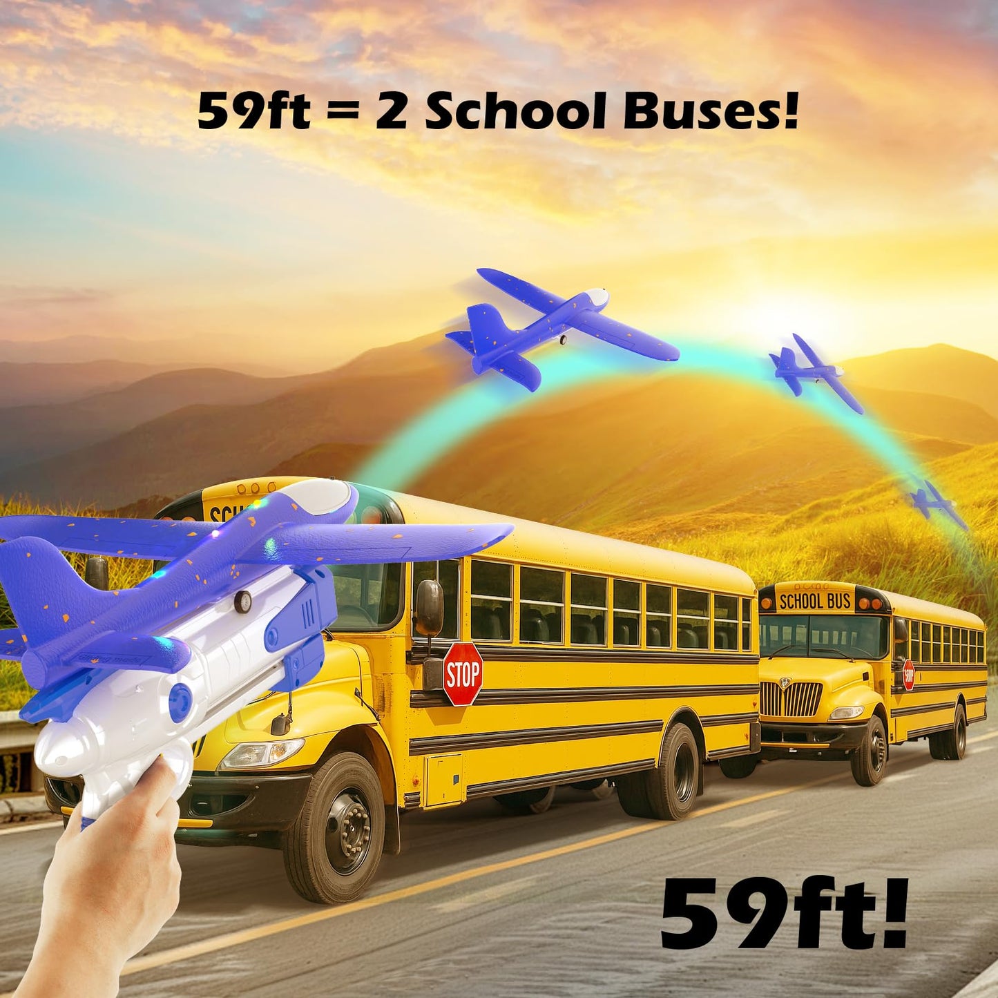 Wesfuner 3 Pack Foam Airplane Launcher Toys, Ultra Long Gliding Distance, Kids Flying Toy, Boys Girls Birthday Gifts, Outdoor Sport Party Favor