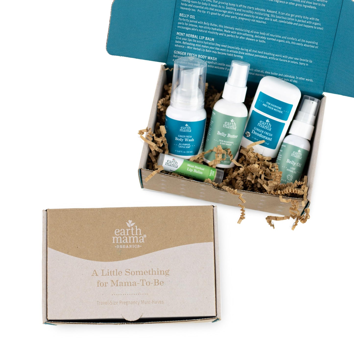 Earth Mama “A Little Something” Gift Box – Organic Maternity Skincare Set for Expecting & New Moms, 5-Piece Body Care Kit