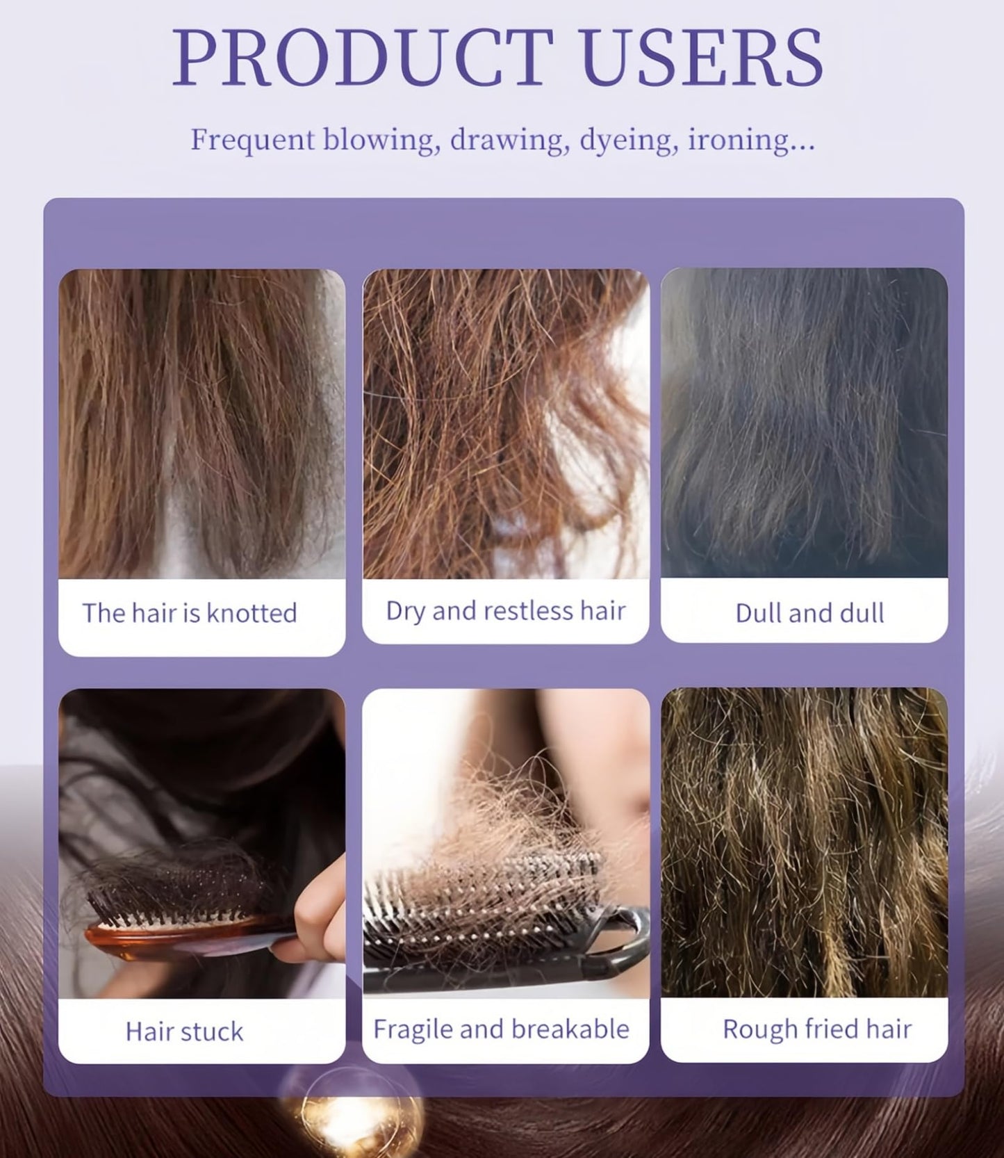 Purple Moroccan Hair Oil – Volumizing & Repairing Oil for Dry, Damaged, Tangled Hair | Plant-Based Formula for Moisture, Shine & Strength, 100ml