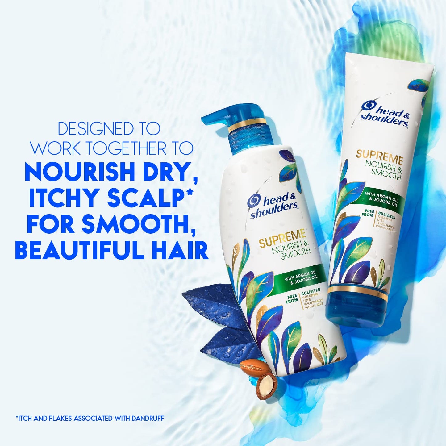 Head & Shoulders Supreme Anti-Dandruff Shampoo & Conditioner Set, Sulfate-Free with Argan & Jojoba Oil, Nourishes Dry Scalp & Smooths Hair, Color-Safe