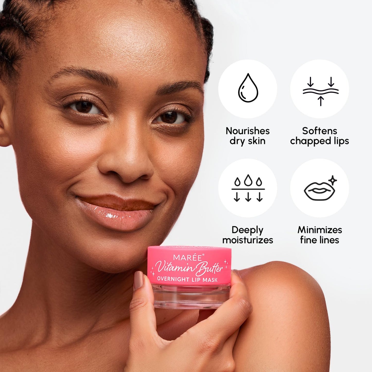 MAREE Overnight Lip Mask – Hydrating Lip Butter with Hyaluronic Acid & Collagen for Very Dry Lips – Lip Repair & Sleeping Treatment