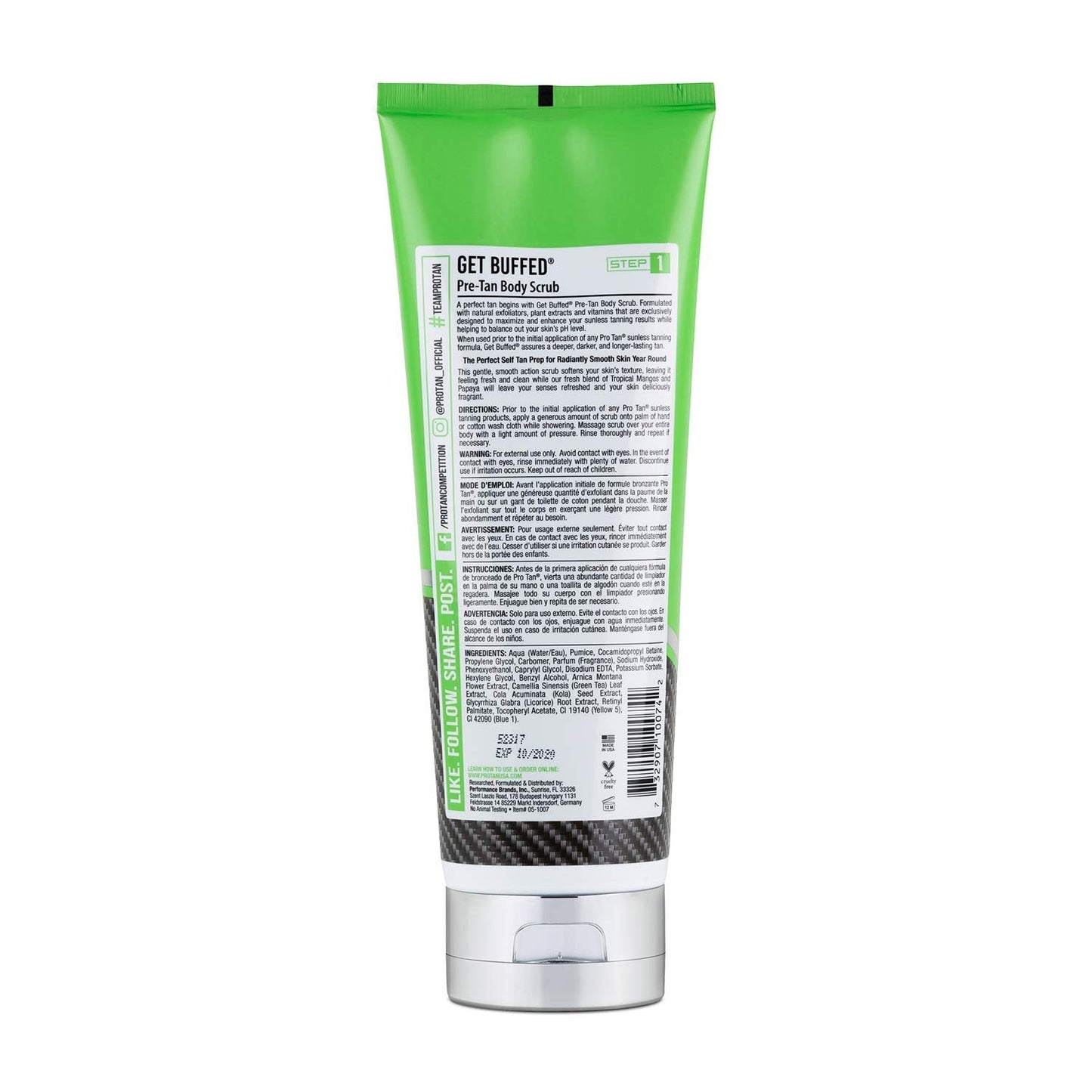 Pro Tan, Get Buffed, Pre-Tan Body Scrub, Skin Balancing Exfoliator, Balance Skin pH, 8 oz.