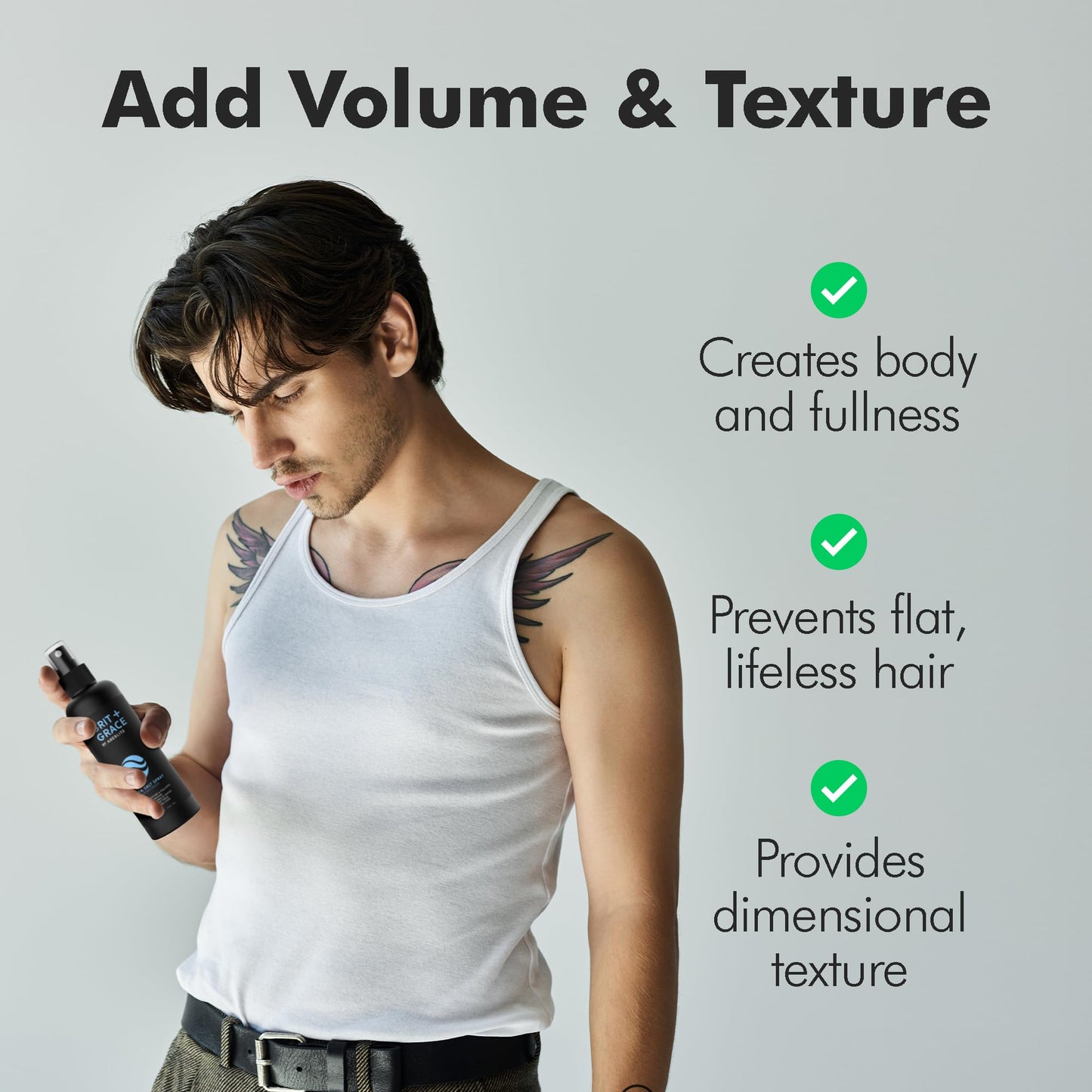 Aberlite Grit+Grace Sea Salt Spray for Men & Women – Texturizing Hair Spray for Beach Waves, Curly & Wavy Hair Styling, 6 fl oz