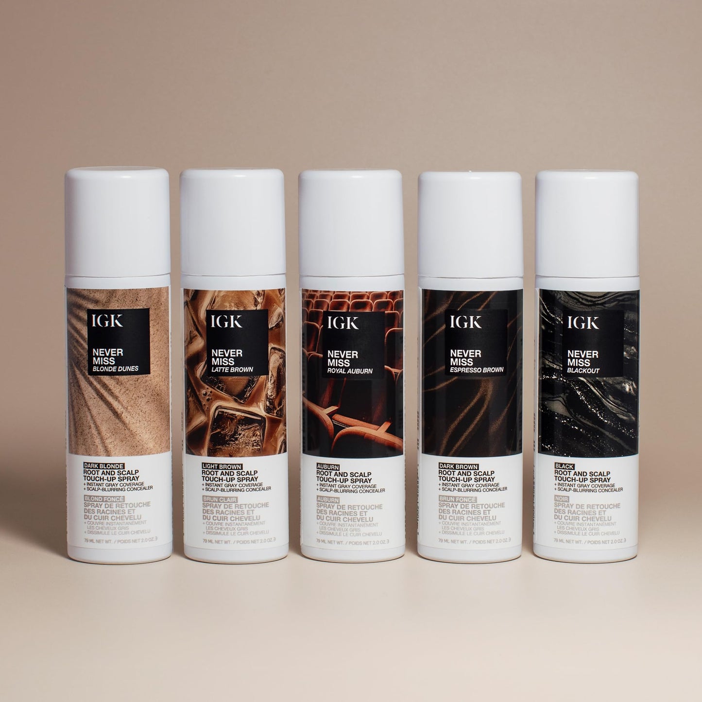 IGK NEVER MISS Root Touch-Up Spray – Light Brown | Temporary Gray Concealer for Thinning Hair | Waterproof, Sweat-Resistant, No-Flake Formula with Biotin & Rosemary | 2oz