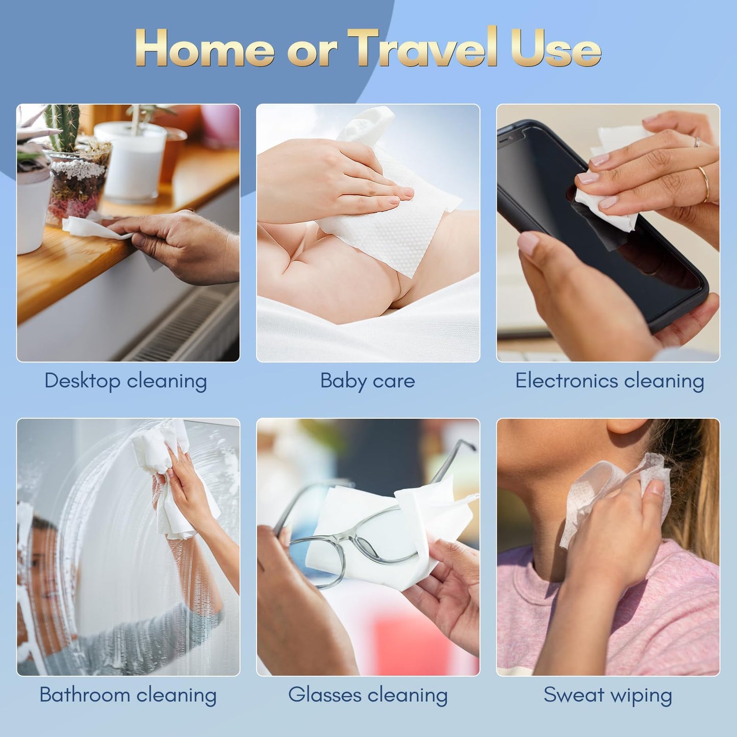 PoeticEHome 100% Cotton Soft Dry Wipes 6 Pack, Lint-Free Facial Towels, Extra Thick, Disposable, Dry/Wet Use for Skin & Cleaning (600ct)