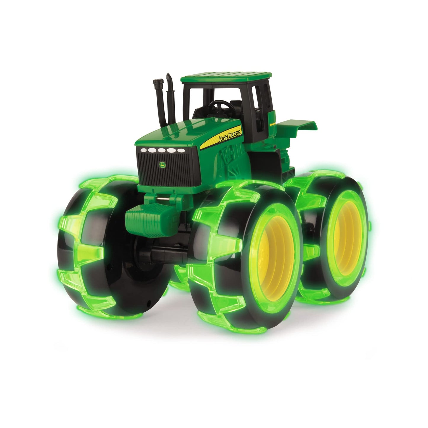 TOMY Monster Treads Lightning Wheels John Deere Tractor - Light-Up Motion Monster Truck Toy with Monster Tires for Ages 3+