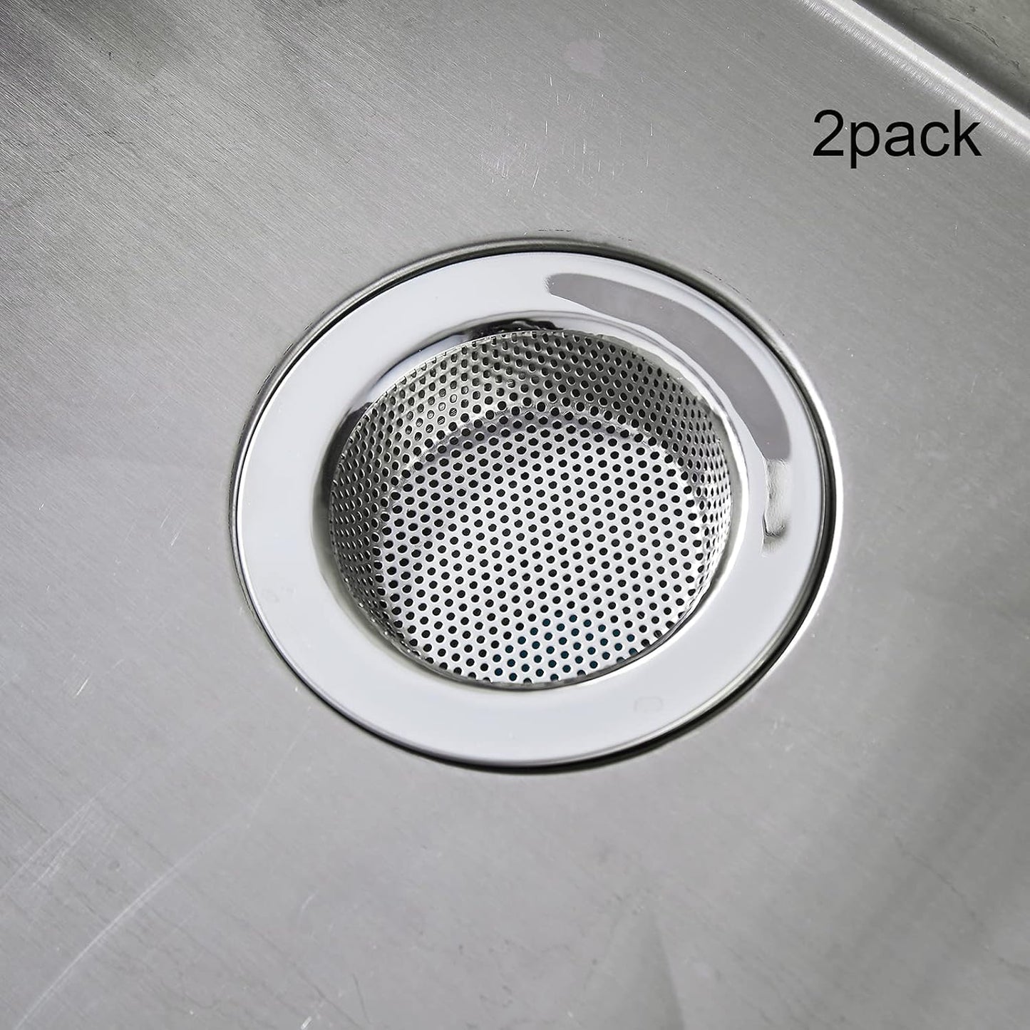 LASSHSWA Kitchen Sink Strainer, Stainless Steel Drain Strainers with Large 4.5" Wide Rim, 2 Pack for Kitchen Sinks