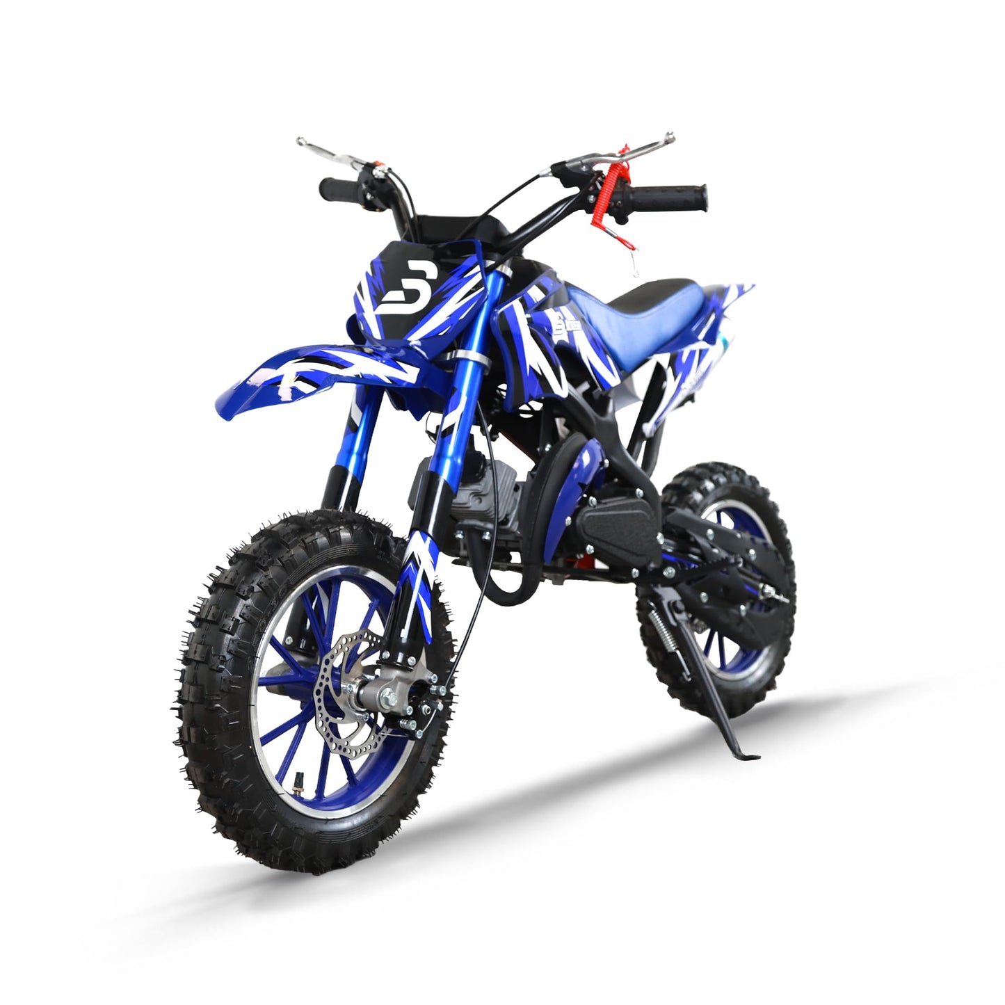 BLAZEGO 49cc Gas-Powered Kids Dirt Bike, 2-Stroke Mini Motorcycle with Off-Road Tires, Disc Brakes, Shock Absorption & Soft Seat, Ages 8-14, Blue