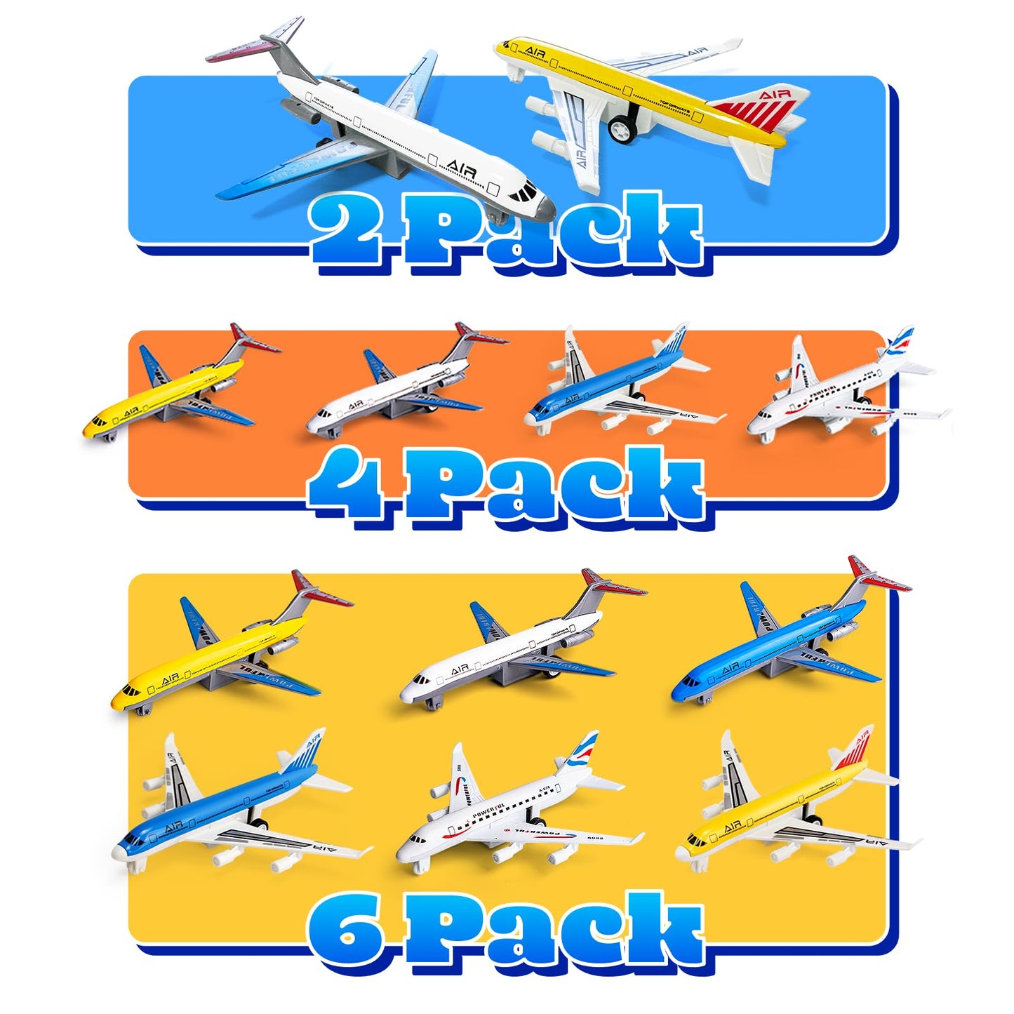 Airplane Toys 2-Pack – Metal & Plastic Pull-Back Planes, Die-Cast Aircraft Models for Boys & Girls Ages 3-6, Birthday Gift Play Vehicles