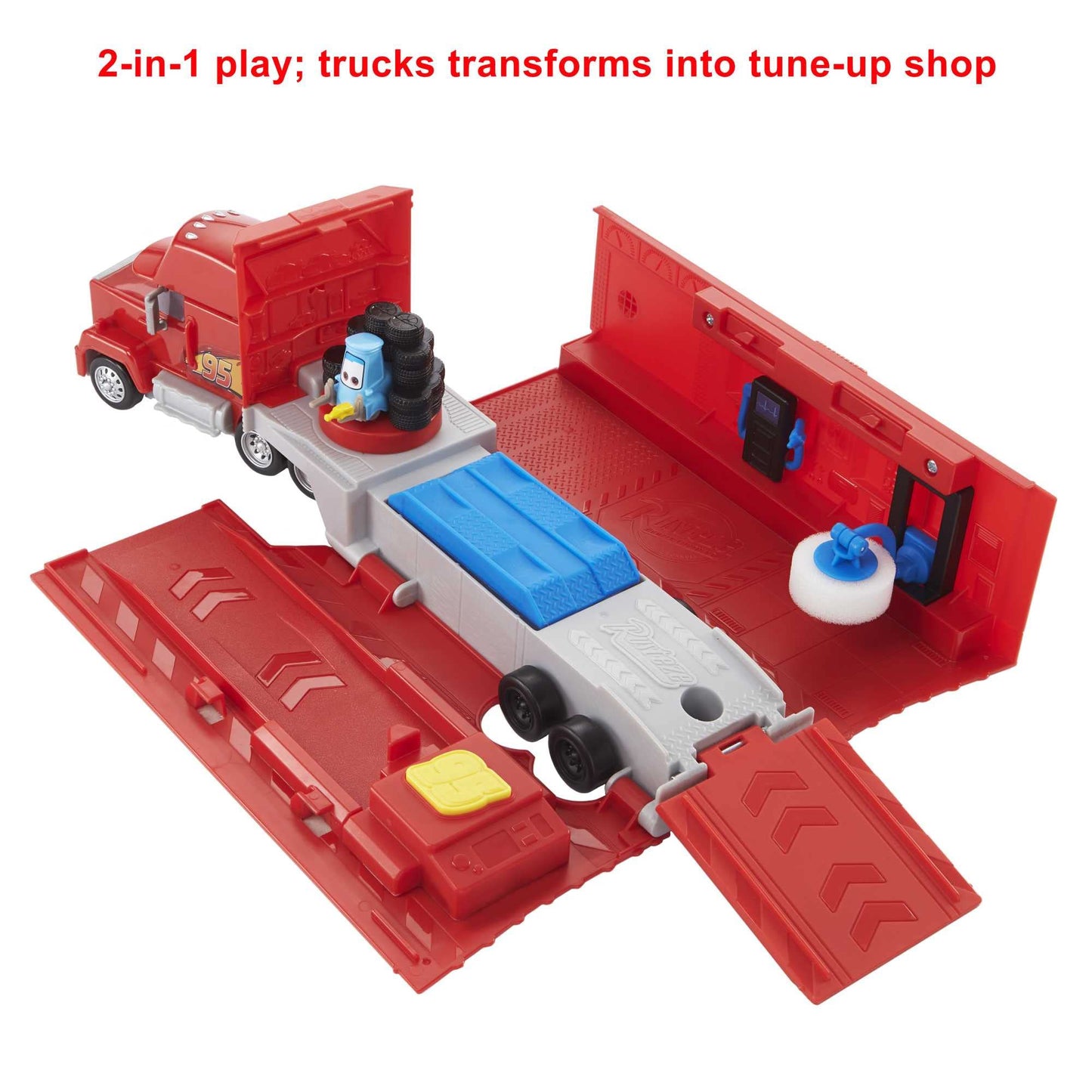 Mattel Disney Pixar Cars Transforming Mack Playset – 2-in-1 Toy Truck & Tune-Up Station with Launcher, Lift & Movie Graphics – Kids Ages 4+