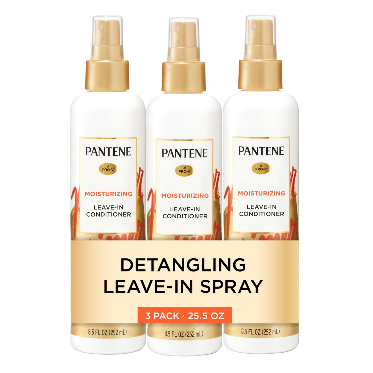Pantene Pro-V Conditioning Detangler Spray, Repair & Protect Leave-In Conditioner, Smooth & Shine, Sulfate-Free, 8.5 Fl Oz, 3 Pack