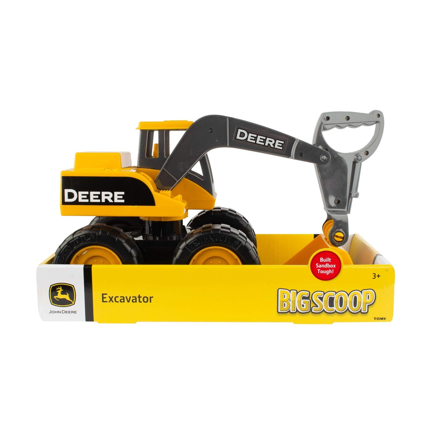 TOMY John Deere Sandbox Big Scoop Excavator Toy, 15" Construction Vehicle with Tilting Dump Bed, Toddler Sandbox Toy, Frustration-Free Packaging