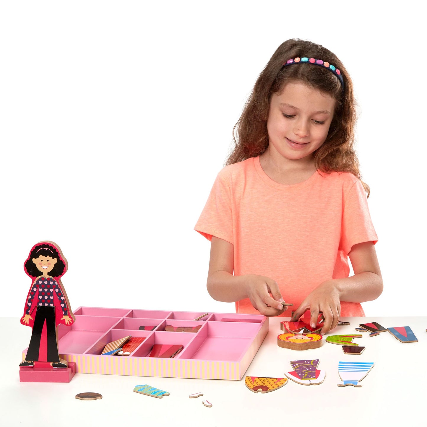 Melissa & Doug Abby and Emma Magnetic Wooden Dress-Up Dolls Play Set (55+ Pieces), Magnetic Dolls, Pretend Play & Preschool Toys for Kids 3+