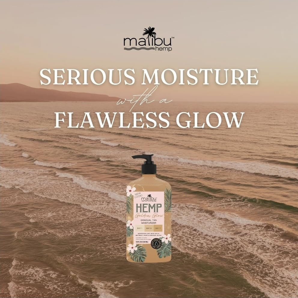Malibu Tan Hemp Golden Glow Skin Firming Lotion, Medium Deep, 18 fl oz (530 ml) - 1-PACK