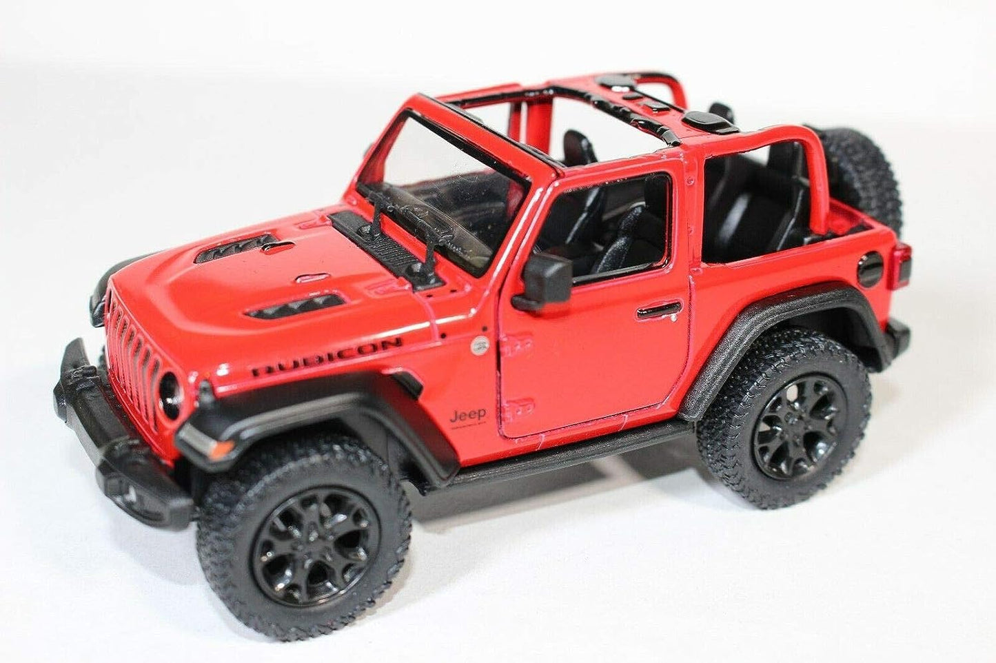 KiNSMART - Jeep Wrangler Rubicon Off Road 4x4 5 inch 1:34 Scale Die Cast Model Replica Toy Car (Red Opentop)