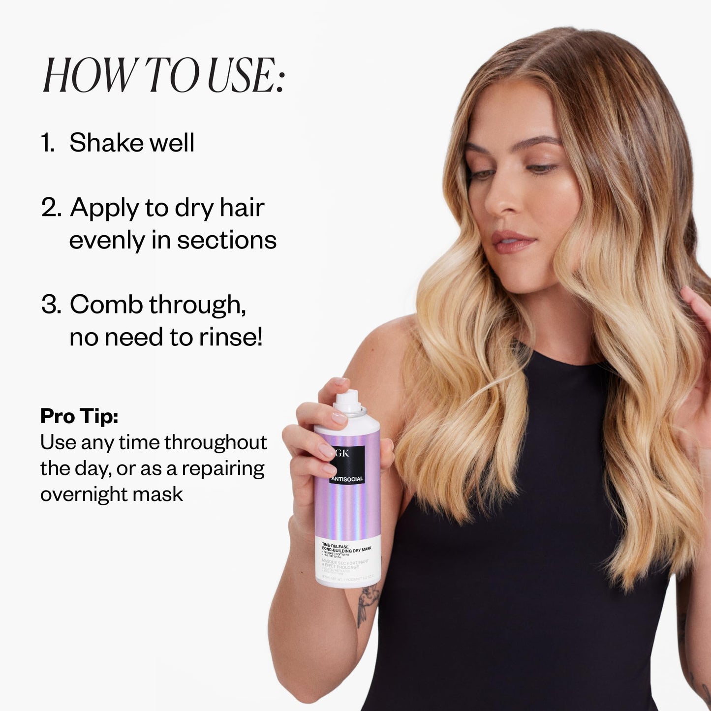 IGK Antisocial Bond-Building Dry Hair Mask, Overnight Repair for Damaged Hair, Revives Healthy Strands, Vegan Protein Treatment, 5 Oz